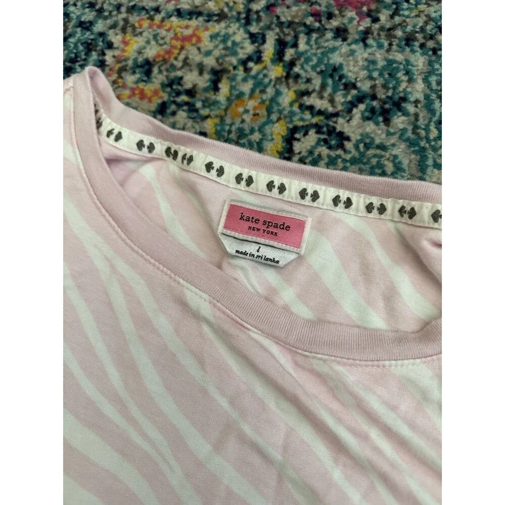 Kate Spade New York Women's Pink‎ Striped Pajama Set Ruffle Size L/XL